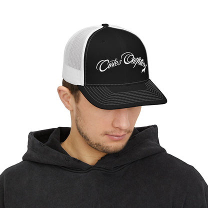 Embroidered Trucker Cap — 'Coates Outfitters' Script Snapback