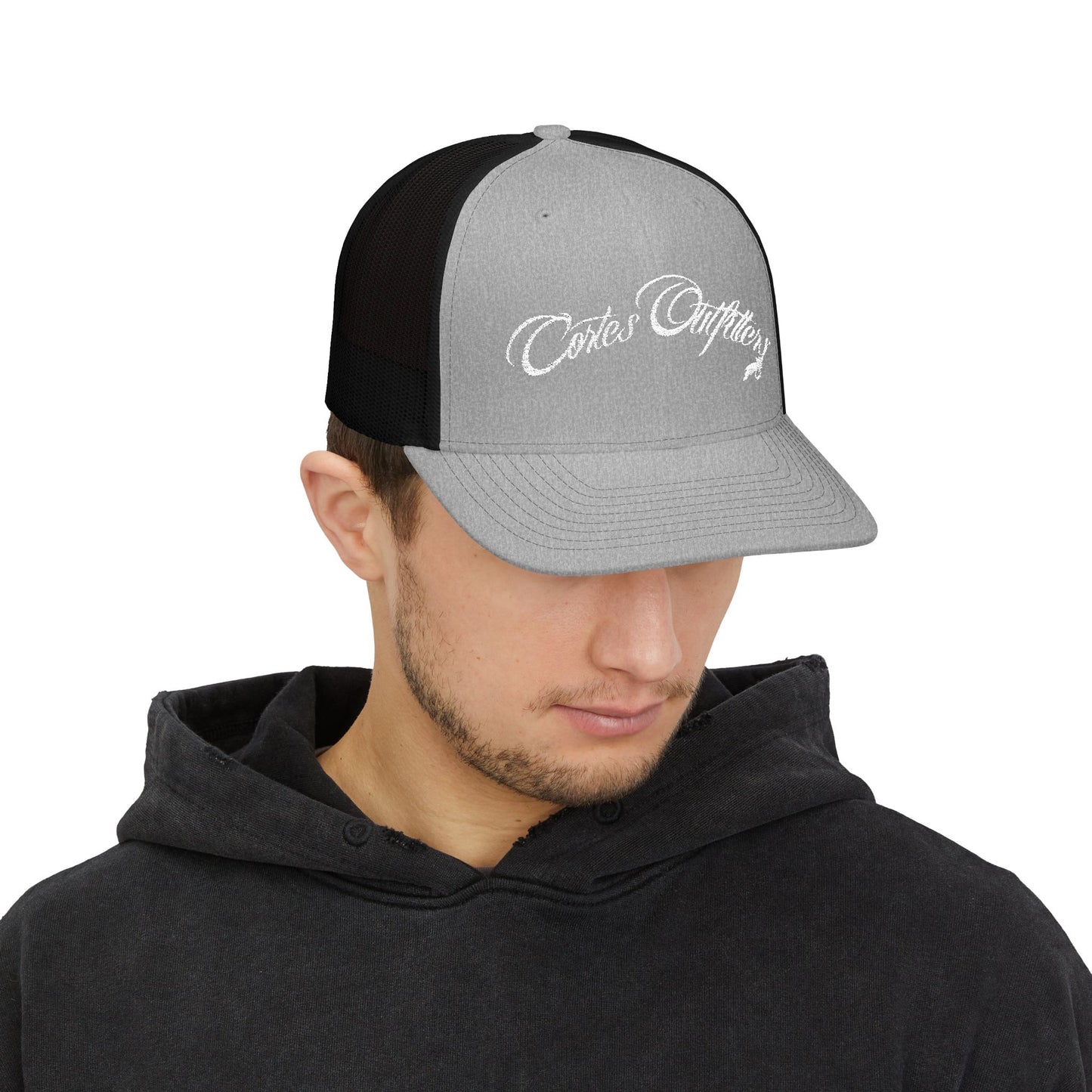 Embroidered Trucker Cap — 'Coates Outfitters' Script Snapback