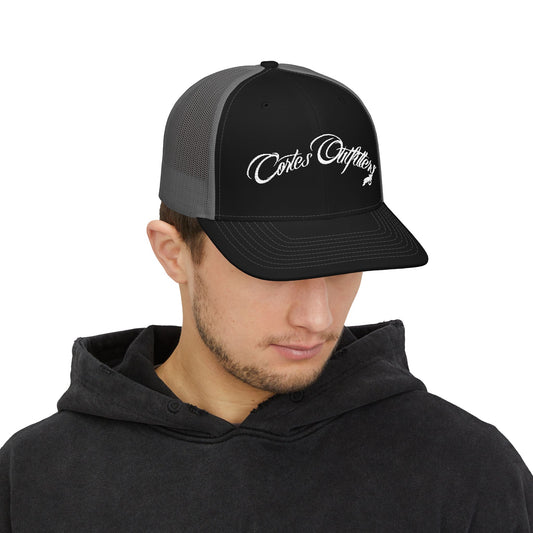 Embroidered Trucker Cap — 'Coates Outfitters' Script Snapback