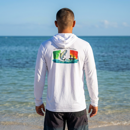 Long Sleeve Hooded Tee with Permit on Sleeve