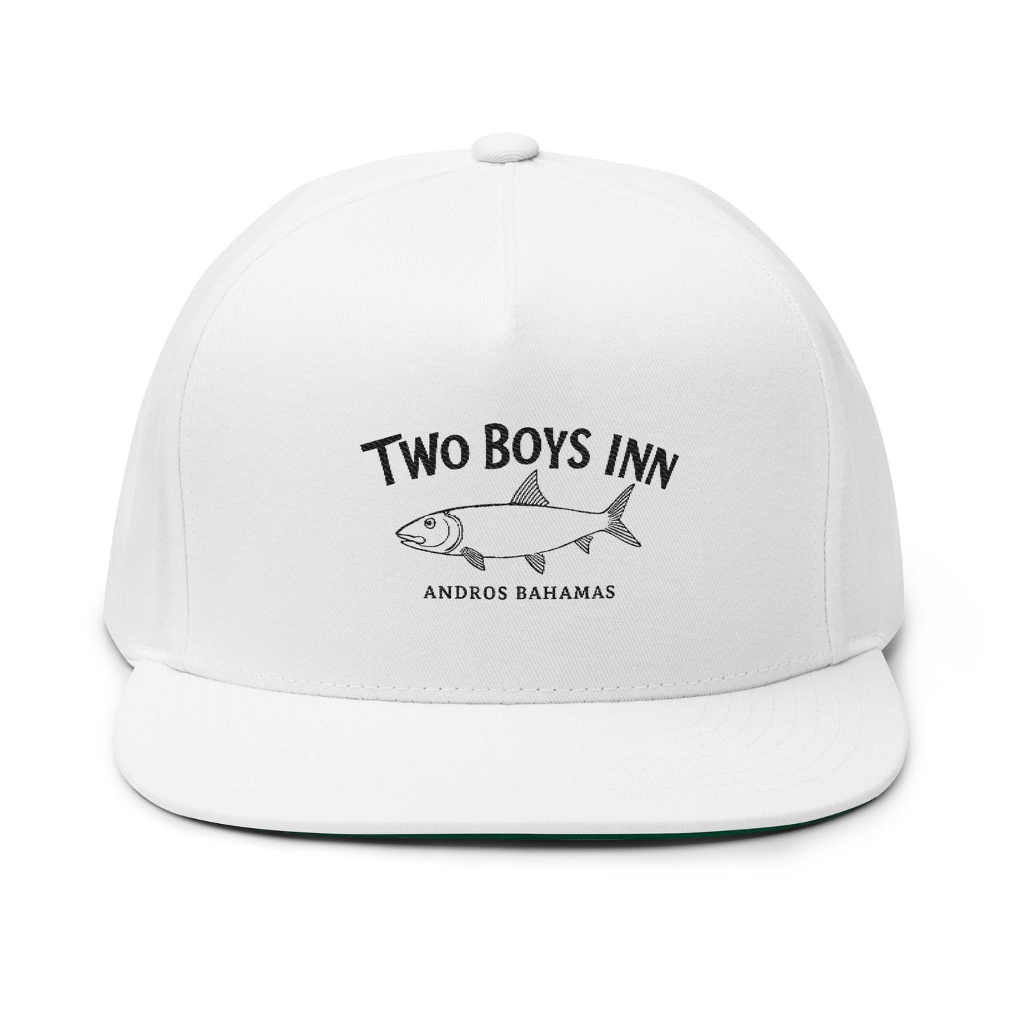 Two Boys Inn Embroidered Flat Bill Cap – Andros Bahamas Fishing Hat