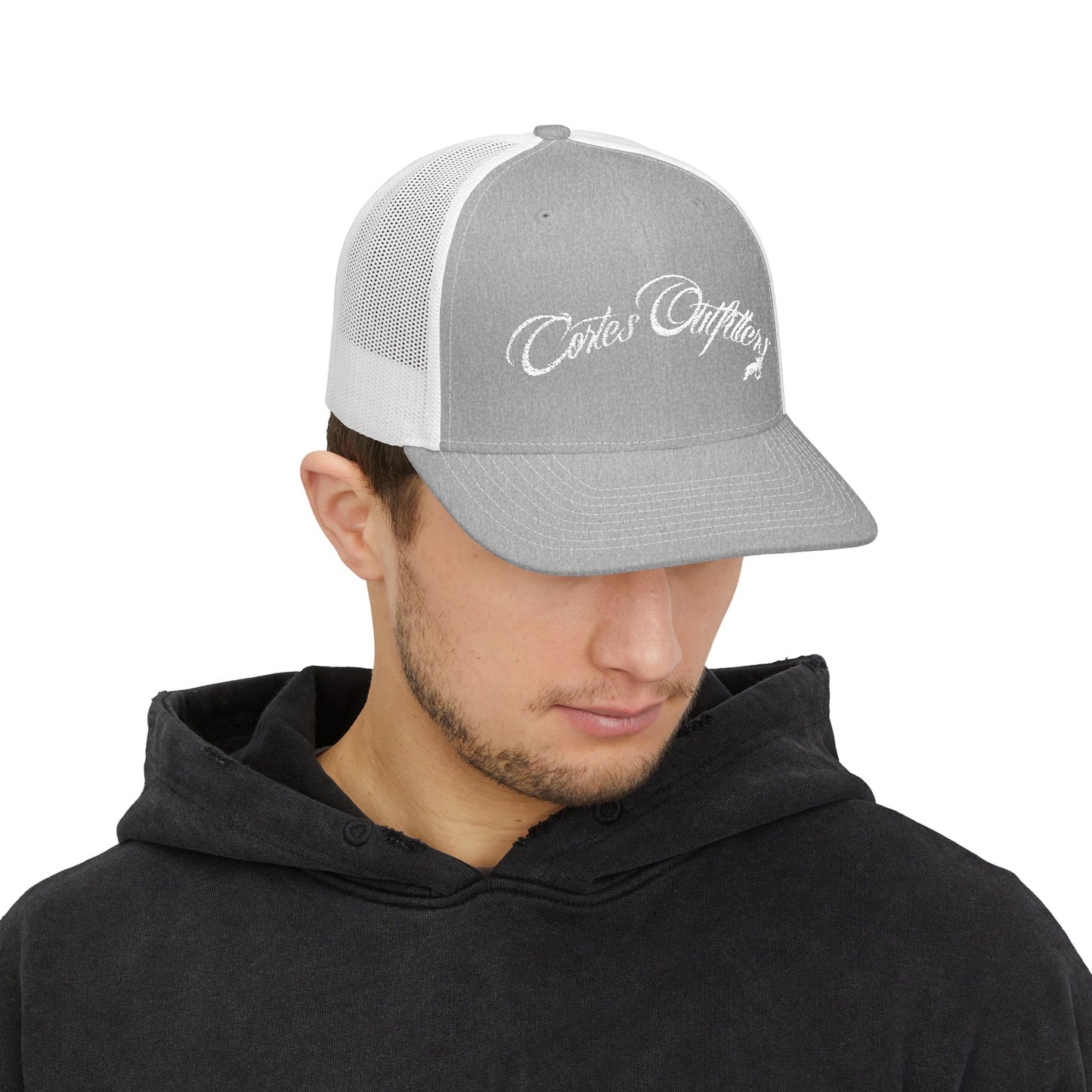 Embroidered Trucker Cap — 'Coates Outfitters' Script Snapback
