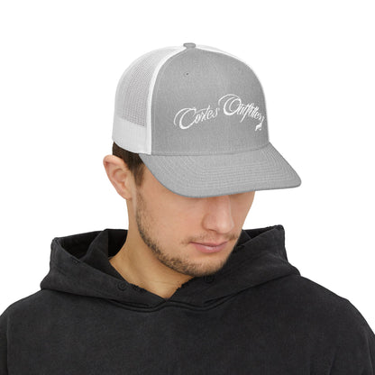 Embroidered Trucker Cap — 'Coates Outfitters' Script Snapback